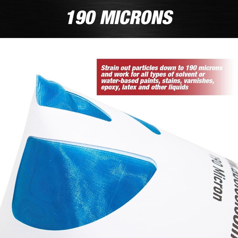 LAUCO 250 Pcs of Paint Strainer with Fine 190 Micron Filter Tips - Premium Pure Blue Ultra-Flow Blue Nylon Mesh, Paint Filters Cone Strainer for Automotive Spray Paint- Paint Filters Cone - Image 3